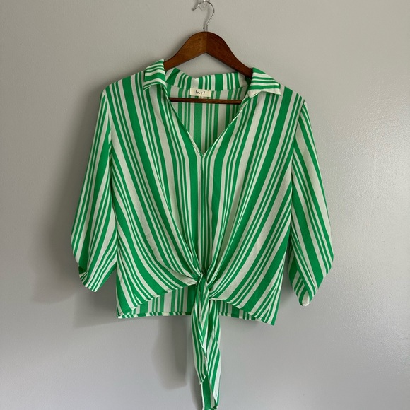 Love J Green and White Striped Blouse - Picture 1 of 1